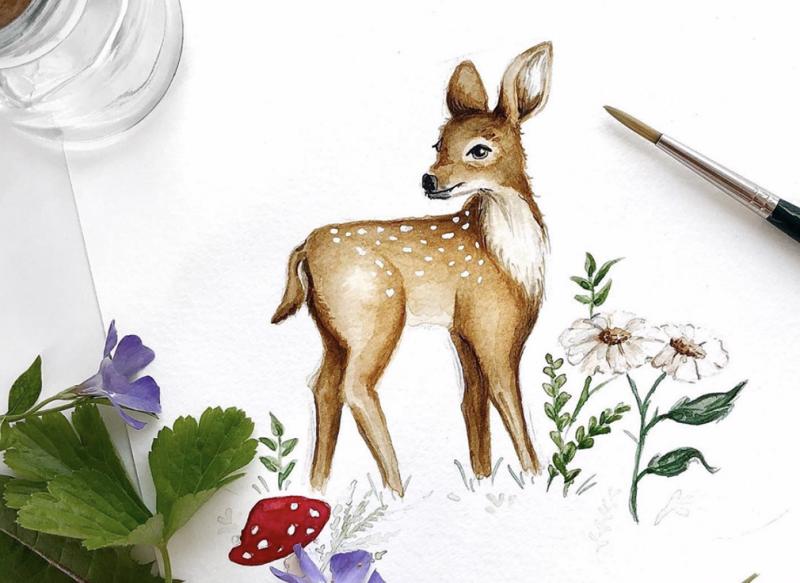 Zauberhafte Waldtiere in Aquarell